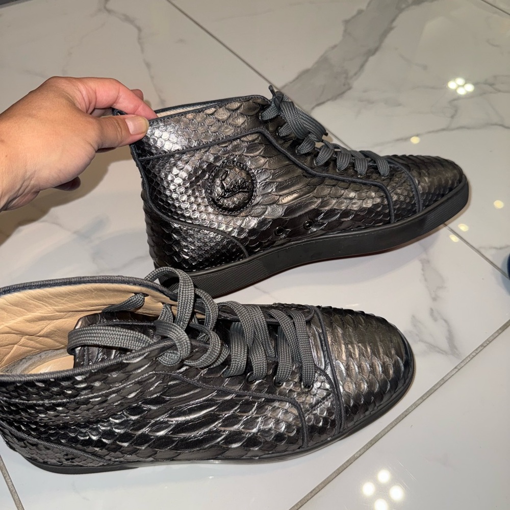 Christian Louboutin Metallic Snake-Embossed Sneakers